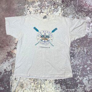 90s Rum Runners Yacht Club Jamaica Boater Beach Vintage White Oneida T-Shirt XL